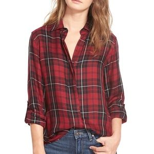 Sam Edelman zip split back plaid flannel medium